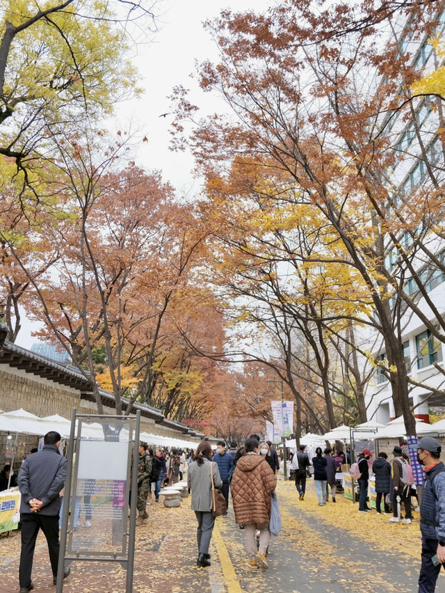 ถนนสุดโรแมนติกกับกำแพงหินอันสวยงามข้างพระราชวังต็อกซู🍁