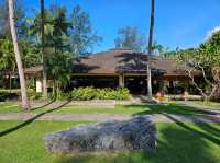 Relaxing and sipping a refreshing glass of juice at Tanjung Rhu Resort