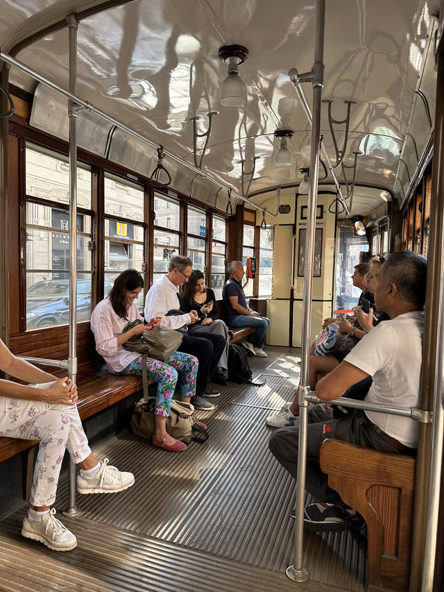 Taking tram in Milan