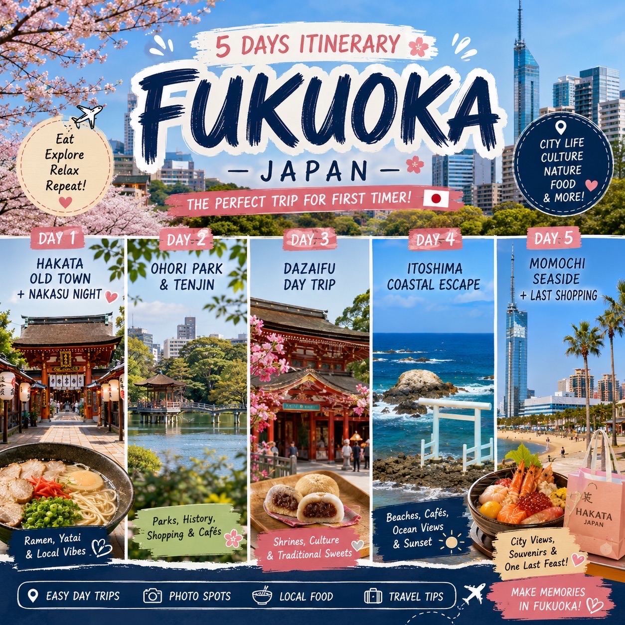 🇯🇵 5 Days in Fukuoka: The Perfect First-Timer Itinerary 🍜✨