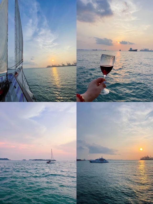 新加坡浪漫夢幻的海上帆船巡遊落日燭光晚宴