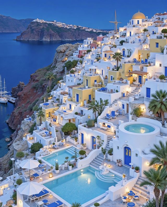 聖托里尼島絕美夜景浪漫小鎮的光影魔法
