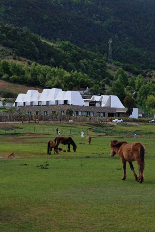 The wabi-sabi style lodge under the snowy mountain is so healing!