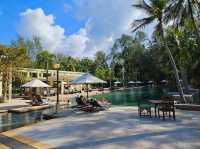 Relaxing and sipping a refreshing glass of juice at Tanjung Rhu Resort