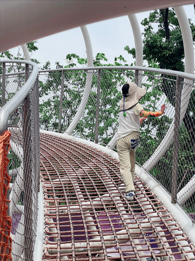就是我，在38度的高溫裡帶娃去了公園大戶外