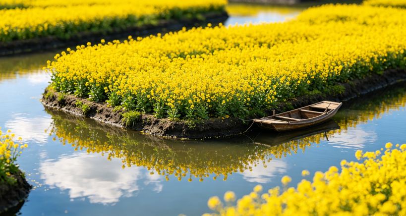興化の畔田、菜の花が水面に浮かぶ春 | Trip.com 興化