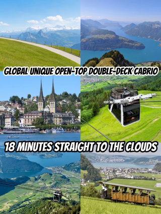On my recent trip to Switzerland, I wanted to see at least one classic alpine peak without spending a fortune on mountain excursions, which can get incredibly pricey. Since I always look for historical interest, Stanserhorn caught my eye. The journey starts with a vintage 19th-century funicular railway before transitioning to the modern double-decker open-top cable car. 

Here is my exact log and some practical details from the day:

1. The Journey & Costs:
We took the SBB train from Lucerne station to Stans. It took exactly 18 minutes. From Stans station, it is a flat, 5-minute walk (about 450 steps) to the historic base station. 
If you have the Swiss Travel Pass, the entire trip—including the vintage wooden train and the CabriO cable car—is completely free. Normally, a round-trip ticket costs 74 CHF, so this saved us a significant amount of money. 

2. The Ride Up:
The first leg is on a beautiful wooden funicular from 1893. It slowly takes you through green pastures up to the Kälti intermediate station. From there, you board the double-decker CabriO. I went straight to the upper open deck. A quick warning: it is incredibly windy. I had to double-knot my headscarf to keep it from flying away, and sunglasses are absolutely necessary. The 360-degree view of Lake Lucerne is stunning, though, and free of glass reflections.

3. On the Summit (1,898m):
Once at the top, we did the short loop walk. It’s an easy, paved path. We spotted a few marmots in their enclosure—very cute, but signs strictly forbid feeding them. 
For lunch, we sat at the Rondorama revolving restaurant. It rotates slowly, taking about 43 minutes for a full turn. I ordered the traditional Swiss alpine macaroni (pasta with cheese, potatoes, and onions, served with applesauce). It was hearty, warm, and cost about 22 CHF, which is standard for Swiss mountain tops. 

Tips from my experience: Even if it feels warm down in Lucerne, the temperature at 1,900 meters drops significantly. Bring a proper windproof jacket. We spent about 2.5 hours at the top before heading back down to Lucerne.