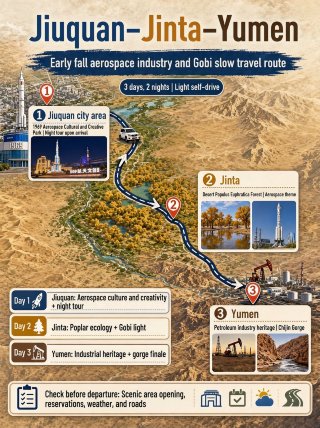 Early Autumn Gobi Slow Travel Route: Jiuquan, Jinta, and Yumen Aerospace & Industrial Sites