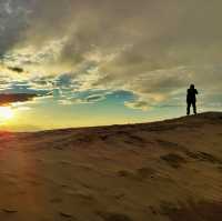 The golden endless sands of Gobi Desert 