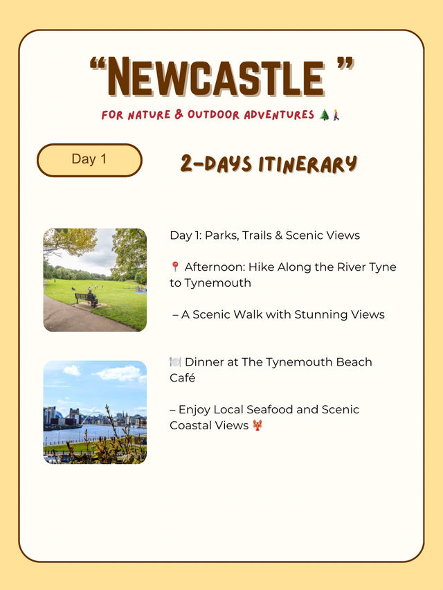 Newcastle itinerary -Adventures 🌲🚶‍♂️