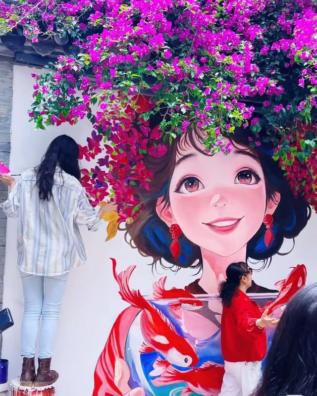 昆明｜手绘簪花少女墙&⃓簕杜鹃梦幻联动