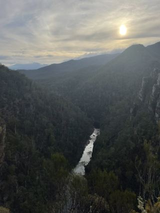 Australia | Tasmania ￼Standing on a Cliff Overlooking a Magnificent Million-Year-Old Gorge.