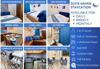 🏡 𝐒𝐮𝐢𝐭𝐞 𝐇𝐚𝐯𝐞𝐧 𝐒𝐭𝐚𝐲𝐜𝐚𝐭𝐢𝐨𝐧 – 𝐘𝐨𝐮𝐫 𝐏𝐞𝐫𝐟𝐞𝐜𝐭 𝐆𝐞𝐭𝐚𝐰𝐚𝐲 𝐢𝐧 𝐃𝐚𝐬𝐦𝐚𝐫𝐢𝐧𝐚𝐬, 𝐂𝐚𝐯𝐢𝐭𝐞! ✨

✅ 𝐒𝐩𝐚𝐜𝐢𝐨𝐮𝐬 & 𝐂𝐨𝐳𝐲 – 𝐈𝐝𝐞𝐚𝐥 𝐟𝐨𝐫 𝐅𝐚𝐦𝐢𝐥𝐢𝐞𝐬 & 𝐁𝐢𝐠 𝐆𝐫𝐨𝐮𝐩𝐬! (𝟐-𝟖 𝐩𝐚𝐱)

🛏 𝟐 𝐅𝐮𝐥𝐥𝐲 𝐀𝐢𝐫𝐜𝐨𝐧𝐝𝐢𝐭𝐢𝐨𝐧𝐞𝐝 𝐁𝐞𝐝𝐫𝐨𝐨𝐦𝐬 (2nd room opens for 3+ guests)

🛌 𝐅𝐮𝐥𝐥 𝐒𝐥𝐞𝐞𝐩𝐢𝐧𝐠 𝐀𝐫𝐫𝐚𝐧𝐠𝐞𝐦𝐞𝐧𝐭𝐬:
✔️ 2 Queen Beds (2-3 pax each)
✔️ 1 Double Mattress (2 pax)
✔️ 1 Sleeper Sofa (Living Room)

🌟 𝐄𝐱𝐜𝐥𝐮𝐬𝐢𝐯𝐞 𝐀𝐦𝐞𝐧𝐢𝐭𝐢𝐞𝐬 – 𝐀𝐥𝐥 𝐈𝐧𝐜𝐥𝐮𝐝𝐞𝐝!
🛏️ 2 bedrooms 
❄️ Ice-cold AC 
🛜 700mbps WiFi 
👨🍳 Full kitchen & Fridge 
🍳 Complete Cookware
⛺️ Outdoor Table & Chair w/ Canopy
📺 50” Smart TV 
🍿Netflix + Youtube Premium
🅿️ Motorcycle Parking 𝐎𝐍𝐋𝐘

💎 𝐌𝐨𝐫𝐞 𝐏𝐞𝐫𝐤𝐬 𝐘𝐨𝐮’𝐥𝐥 𝐋𝐨𝐯𝐞:
📸 IG-Worthy Interiors
🌡 Hot Shower 
🧼 Free Toiletries
💨 Blowdryer & Clothes Steamer
👩🍳 Induction Cooktop, Microwave, Rice Cooker & Water Dispenser

🏙 𝐏𝐫𝐢𝐦𝐞 𝐋𝐨𝐜𝐚𝐭𝐢𝐨𝐧! Just minutes from malls, restaurants, and top Dasma attractions like De La Salle, Dasmariñas Arena and More!

📅 𝐅𝐥𝐞𝐱𝐢𝐛𝐥𝐞 𝐒𝐭𝐚𝐲𝐬 – 𝐃𝐚𝐢𝐥𝐲, 𝐖𝐞𝐞𝐤𝐥𝐲, 𝐌𝐨𝐧𝐭𝐡𝐥𝐲
⏳ 𝐂𝐡𝐞𝐜𝐤-𝐢𝐧: After 3 PM | 𝐂𝐡𝐞𝐜𝐤-𝐨𝐮𝐭: By 11 AM

✨ Need a break? 𝐑𝐞𝐥𝐚𝐱, 𝐫𝐞𝐜𝐡𝐚𝐫𝐠𝐞, 𝐚𝐧𝐝 𝐦𝐚𝐤𝐞 𝐮𝐧𝐟𝐨𝐫𝐠𝐞𝐭𝐭𝐚𝐛𝐥𝐞 𝐦𝐞𝐦𝐨𝐫𝐢𝐞𝐬 𝐚𝐭 𝐒𝐮𝐢𝐭𝐞 𝐇𝐚𝐯𝐞𝐧 𝐒𝐭𝐚𝐲𝐜𝐚𝐭𝐢𝐨𝐧! 🏡💖