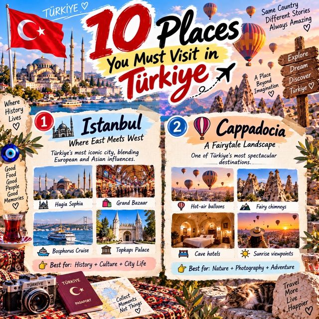 🇹🇷 10 Places You Must Visit in Türkiye ✈️