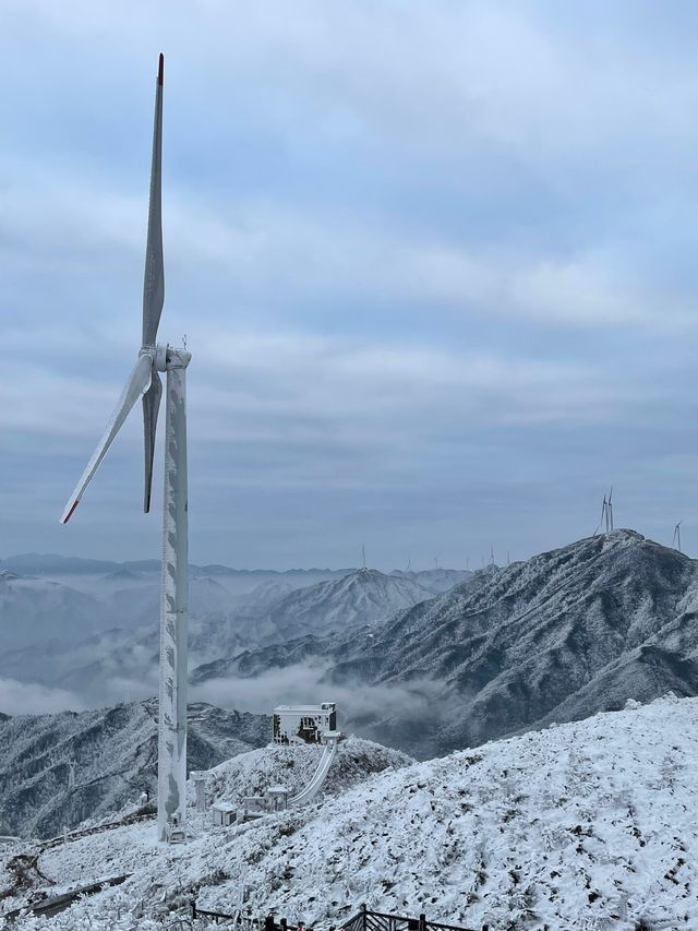 在雲冰山看霧凇