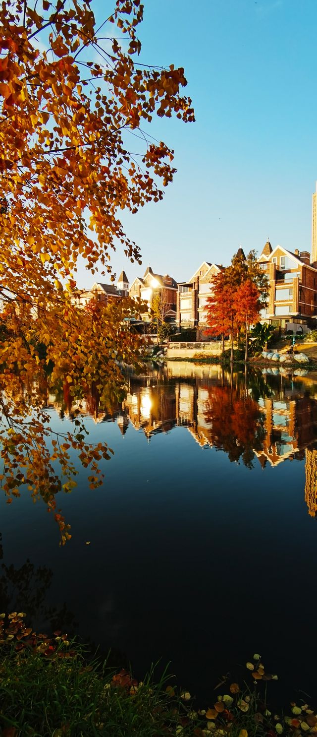 夕陽映照下的歐式建築構成的絕美風景