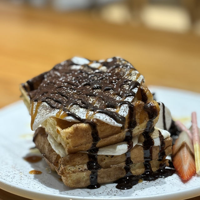 將軍澳韓式cafe 烤日本麻糬棉花糖窩夫$78