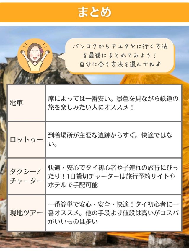 【タイ】アユタヤの行き方4選を徹底比較✨