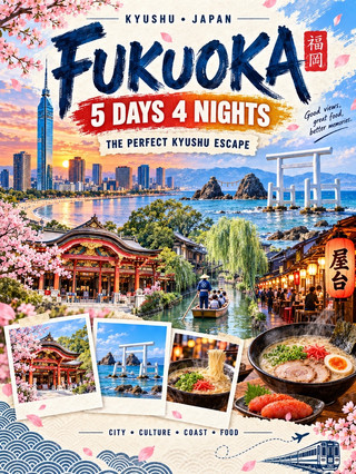 🌸 Fukuoka in 5 Days: City Lights, Ancient Shrines & Coastal Sunsets