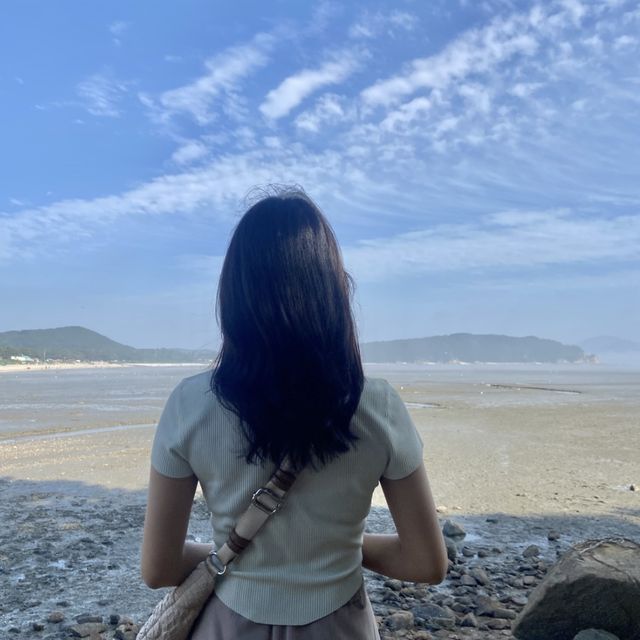 간조시에 드러나는 넓은 모래사장이 멋진 [을왕리 해수욕장]