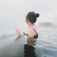 在sky lagoon體驗臉部-5度，身體40度的活動