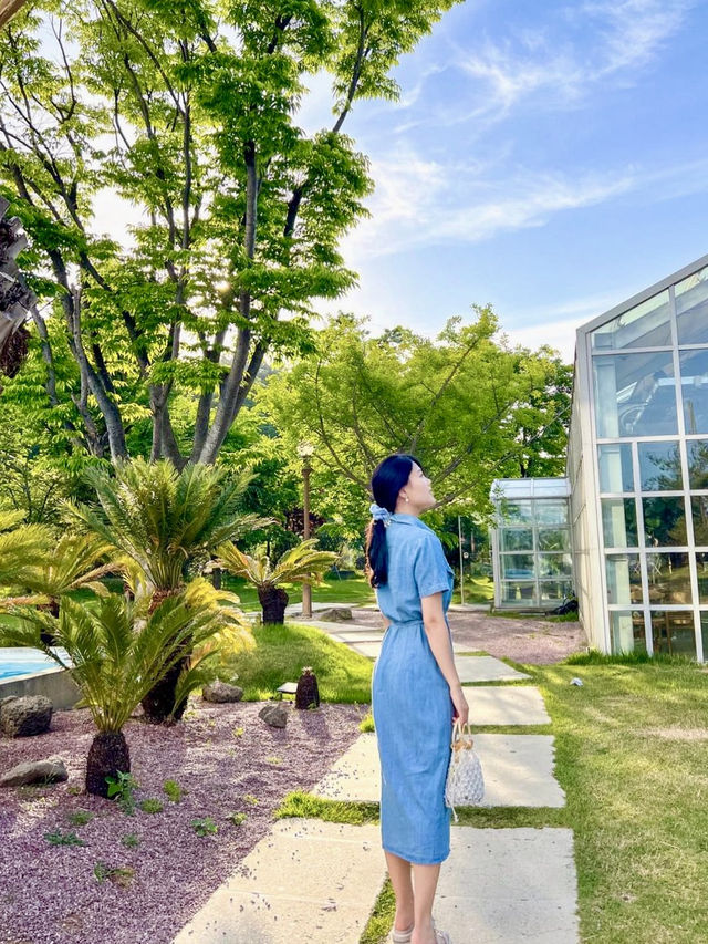 분수+야자수+온실 삼총사 카페💚
