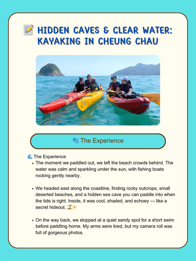 📝 Hidden Caves & Clear Water: Kayaking in Cheung Chau