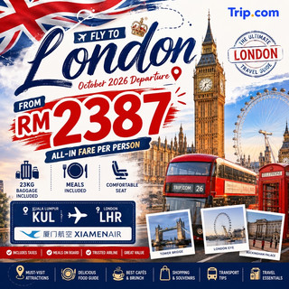 🇬🇧 Fly to London from RM2387! ✈️October 2026 Departure | 23kg Baggage + Meals Included