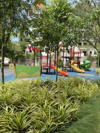 swimming pool with slide and playground 
