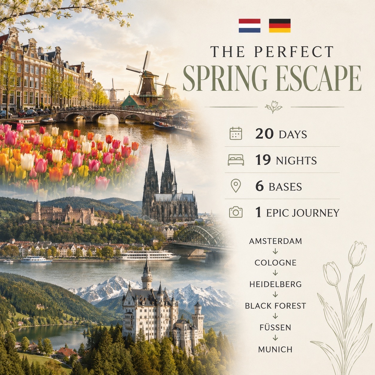 🇳🇱🇩🇪 20-Day Epic Spring Adventure: Netherlands & Germany Edition 🌷✨