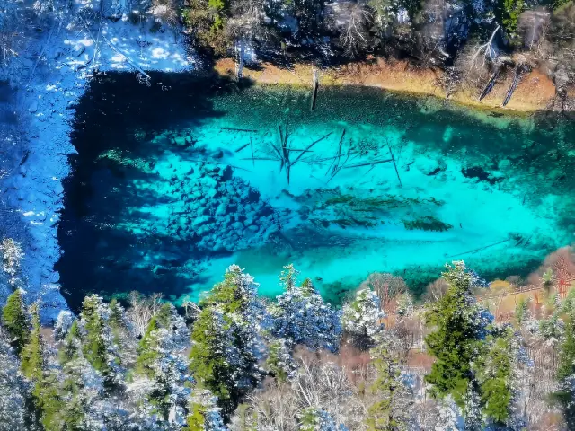 The first snow has arrived, making Jiuzhaigou as beautiful as a fairyland, encountering a dreamy winter fairy tale