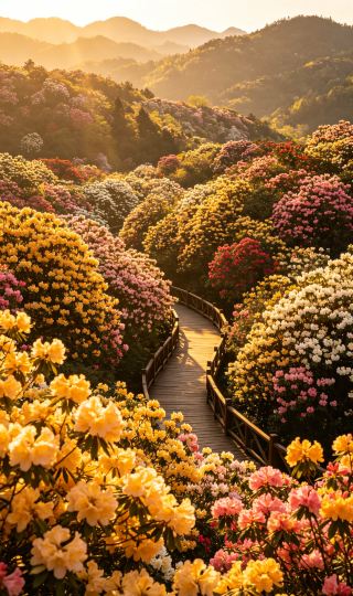 地球のリボン・万畝のツツジと雲海