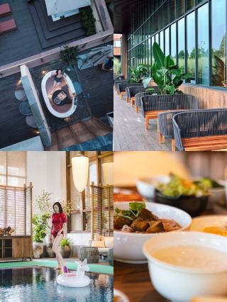 Hot springs, water fun, and delicious food all in one place for an immersive mountain retreat experience