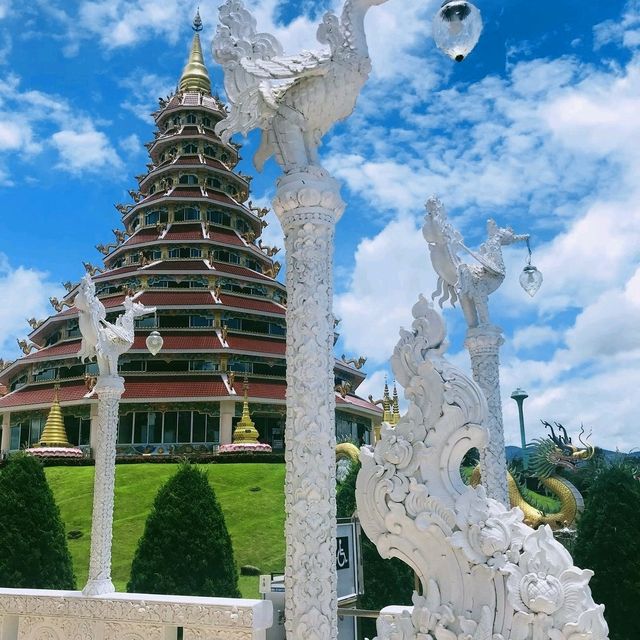 Amazing white Buddha statue with snake 