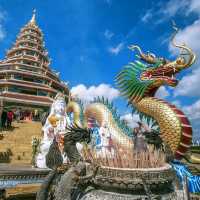 Amazing white Buddha statue with snake 