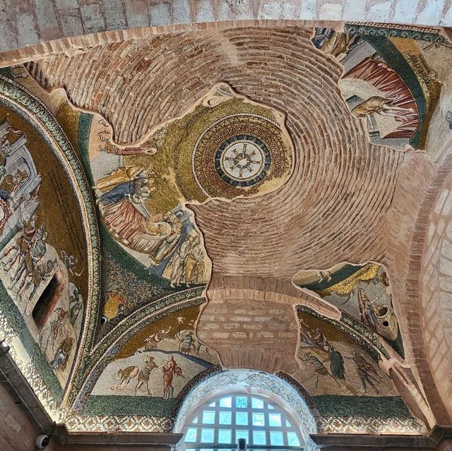 Looking at mosaics and frescoes in Kariye Mosque