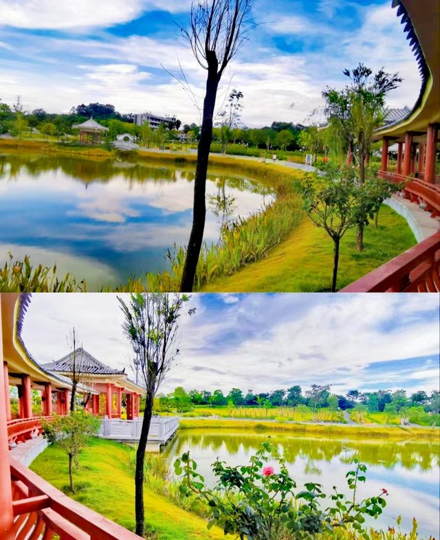 玻璃橋+古建築+花海-松崗五指耙公園 玻璃橋+古建築+花海-松崗五指耙公園