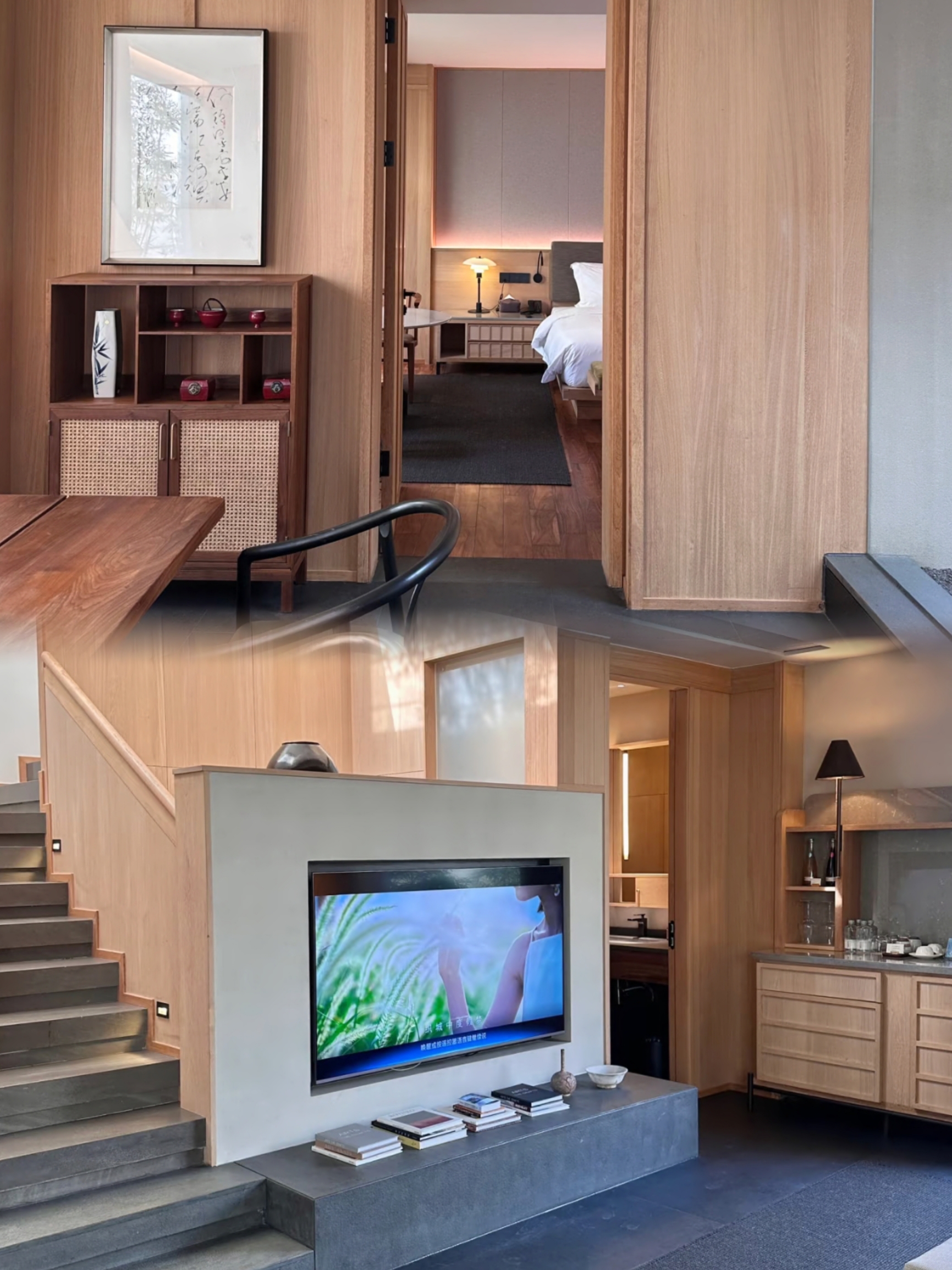 Tersembunyi di dalam kota, "Rahasia Hutan Bambu", hotel ini menanamkan rasa santai hingga ke tulang🌿
Membuka pintu Suiji·Jianshan, rasanya seperti terjatuh ke dalam kelembutan nuansa kayu—jendela bambu di kamar menyaring cahaya menjadi bintik-bintik kecil✨, kaki telanjang menginjak lantai kayu yang hangat, sprei putih selembut membungkus awan, berbaring di atasnya membuat tulang pun terasa rileks. Yang paling mengejutkan adalah kedap suara! Setelah menutup pintu, keramaian luar langsung terhalang di luar hutan bambu, hanya tersisa suara lembut daun bambu yang bergoyang oleh angin🎋. Detail kebersihan juga menyentuh hati saya: permukaan batu wastafel tanpa noda air sedikit pun, bahkan celah nampan teh pun dibersihkan dengan sangat rapi, menginap tiga hari berturut-turut, setiap hari jubah mandi terasa lembut dengan aroma sinar matahari~
Teh sore di restoran adalah "momen penyembuhan" saya! Almond renyah sampai berjatuhan, dipadukan dengan teh yang baru diseduh, manis dan harum menyatu dengan aroma teh masuk ke perut🍵, penyajiannya seperti mengumpulkan buah-buahan musim semi di atas nampan kayu. Makan malam mencoba masakan rumahan, tahu lembut sampai meleleh di lidah, bahkan sayuran pun dibalut dengan aroma dapur yang segar, duduk di tepi jendela makan, bayangan bambu bergoyang di atas piring, makan pun menjadi sebuah ritual yang melambat🥢
Diam-diam saya beri beberapa tips rahasia: pastikan memilih tipe kamar dengan halaman! Bangun pagi minum teh di tepi jendela bambu, sinar pagi yang dibalut aroma bambu bisa membuat orang rileks🌞; aroma terapi hotel adalah kayu yang dibuat khusus, saat pergi bisa minta sampel ke pelayan~ sebelum check-out jangan lewatkan cahaya dan bayangan di halaman, sinar matahari pukul empat sore menyinari miring masuk, foto yang diambil otomatis seperti memakai "filter film"📸
Kesimpulannya: perjalanan Suiji·Jianshan ini seperti mencuri waktu lambat yang tersembunyi di hutan bambu🌿. Membuka jendela adalah bayangan bambu, menutup jendela adalah kenyamanan, bahkan udara pun mengandung aroma santai, lain kali ingin melarikan diri dari ritme cepat kota, akan kembali ke sini untuk "membuang waktu"~