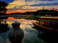 Perfect sunset glow, the white pagoda is photo amazing!