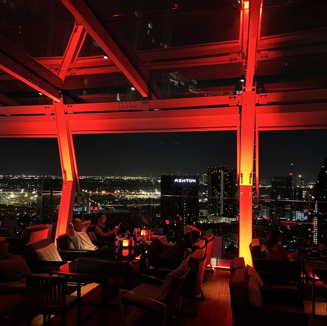 Fascinating night view at the rooftop bar Ocave Marriot Thonglor Bangkok 