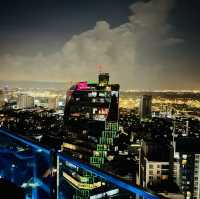 Fascinating night view at the rooftop bar Ocave Marriot Thonglor Bangkok 
