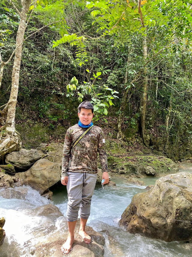 A Picturesque Two Tiered Waterfall located in the Lush of Hill in Alegria