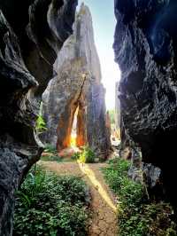 Take time to enjoy the beautiful sunset in stone forest!