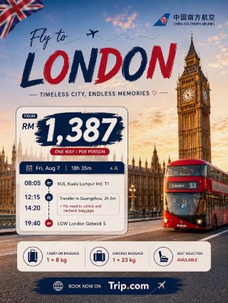 🇬🇧 ลอนดอน เริ่มต้นที่ RM1,387 ✈️ 4 วัน กับสถานที่ท่องเที่ยวอันโด่งดังและอาหารอังกฤษสุดคลาสสิก