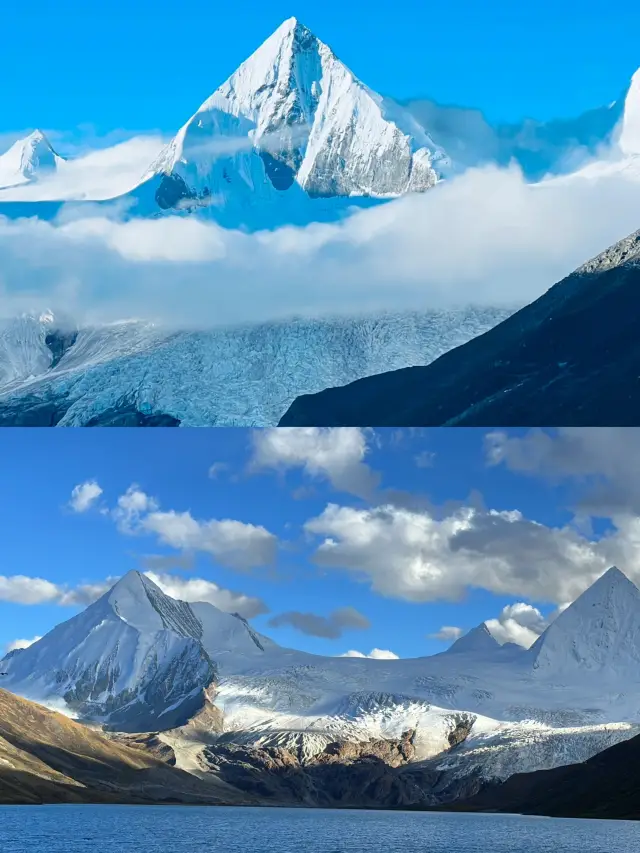 ภูเขาที่สวยงามที่สามารถมองเห็นภูเขาหิมะและภูเขาหิมะในฤดูหนาวของทิเบต