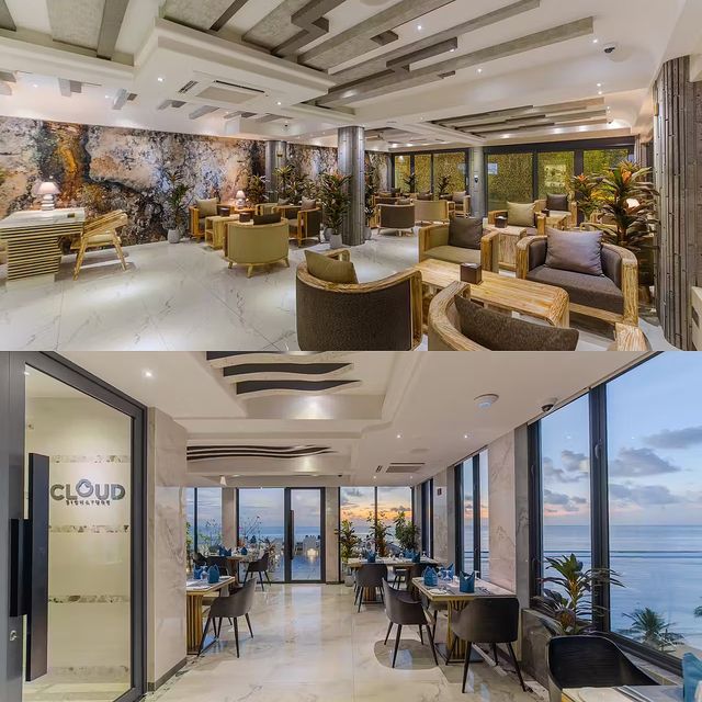 呼魯馬累海洋大酒店正宗海景餐廳，拍照效果非常漂亮！
