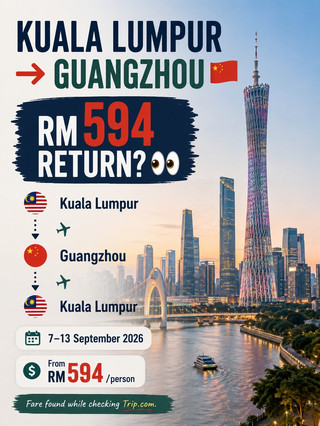 Tiket PP ke Guangzhou cuma $135? 。