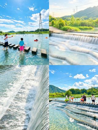 The wild fish scale dam 40 mins from Xuancheng city is perfect for summer water fun!