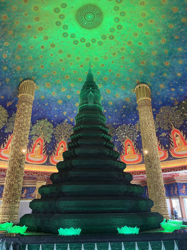 Gigantic Golden Buddha and Ethereal Glass Stupa