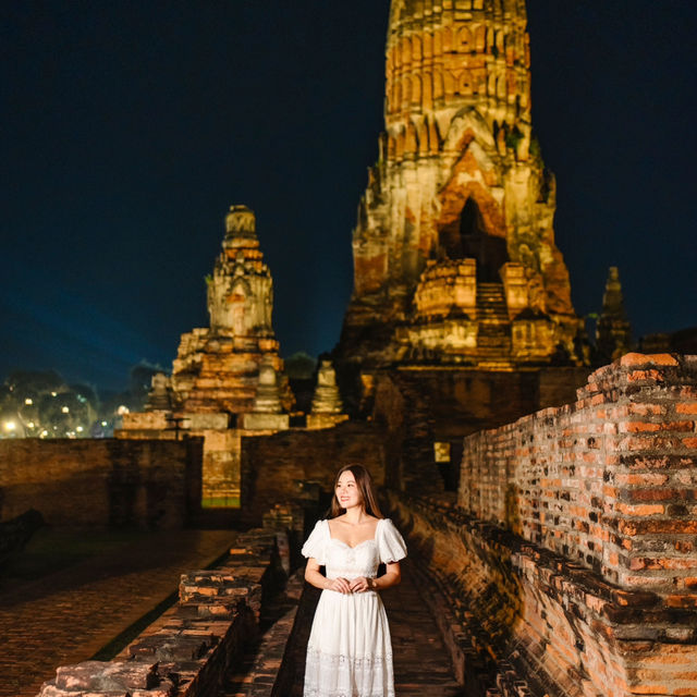 ✨ไปเที่ยว ถ่ายรูป ชมความงามวัดยามค่ำคืนที่อยุธยา